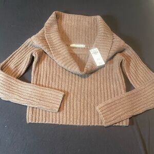 Abercrombie & Fitch Ribbed Cowlneck Sweater - Brown